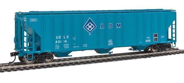 WalthersProto 55' Evans 4780 Covered Hopper - Ready To Run -- Archer-Daniels-Midland UELX #60116 (blue, molecule logo) - 920-106143