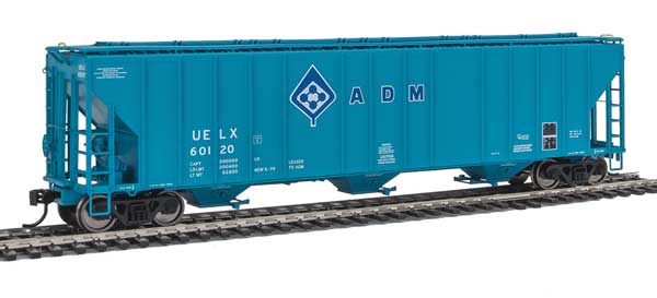 WalthersProto 55' Evans 4780 Covered Hopper - Ready To Run -- Archer-Daniels-Midland UELX #60120 (blue, molecule logo) - 920-106144