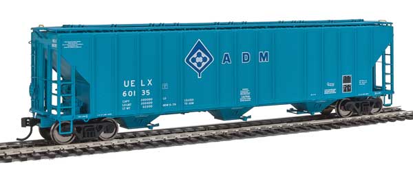 WalthersProto 55' Evans 4780 Covered Hopper - Ready To Run -- Archer-Daniels-Midland UELX #60135 (blue, molecule logo) - 920-106145