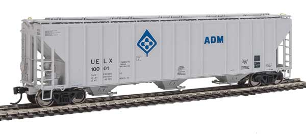 WalthersProto 55' Evans 4780 Covered Hopper - Ready To Run -- Archer-Daniels-Midland UELX #10001 (gray, molecule logo) - 920-106146