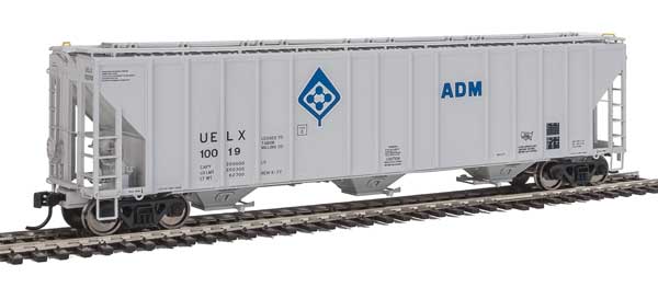 WalthersProto 55' Evans 4780 Covered Hopper - Ready To Run -- Archer-Daniels-Midland UELX #10009 (gray, molecule logo) - 920-106147