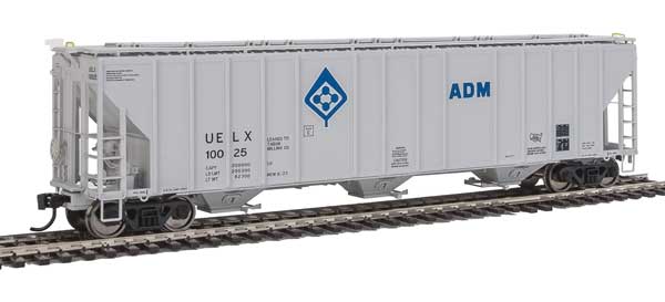 WalthersProto 55' Evans 4780 Covered Hopper - Ready To Run -- Archer-Daniels-Midland UELX #10025 (gray, molecule logo) - 920-106148
