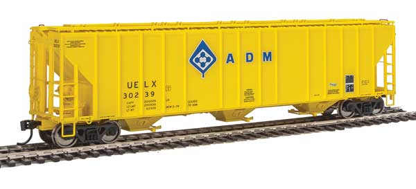 WalthersProto 55' Evans 4780 Covered Hopper - Ready To Run -- Archer-Daniels-Midland UELX #30239 (yellow, molecule logo) - 920-106150