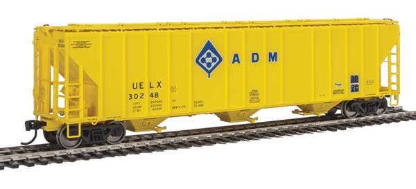 WalthersProto 55' Evans 4780 Covered Hopper - Ready To Run -- Archer-Daniels-Midland UELX #30248 (yellow, molecule logo) - 920-106152