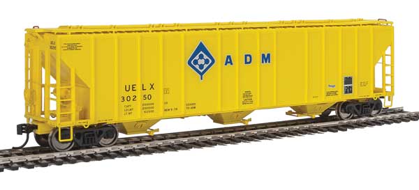 WalthersProto 55' Evans 4780 Covered Hopper - Ready To Run -- Archer-Daniels-Midland UELX #30250 (yellow, molecule logo) - 920-106153
