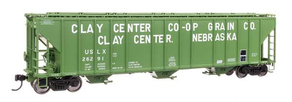 WalthersProto HO 55' Evans 4780 Covered Hopper - Ready To Run -- Clay Center USLX #26291