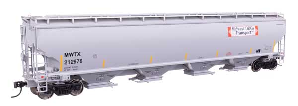 67' Trinity 6351 4-Bay Covered Hopper - Ready to Run -- Midwest DDG Transport MWTX #212676