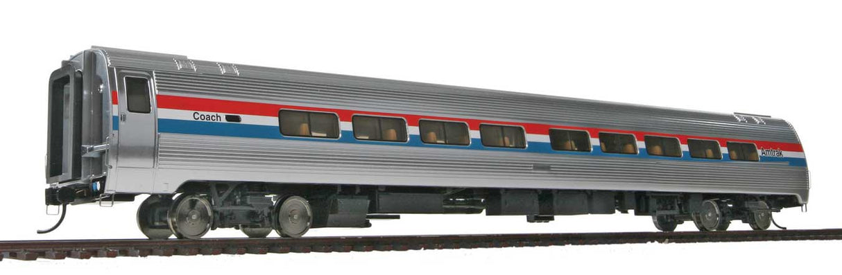 85' Amfleet II 59-Seat Coach - Ready to Run -- Amtrak(R) (Phase III, Equal red & blue Stripes)