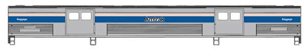 WalthersProto HO 73' Budd Baggage Car - Ready to Run -- Amtrak Phase IV (black lettering) decal