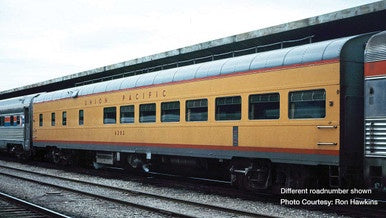 WalthersProto 85' American Car & Foundry Club-Lounge -- Union Pacific(R) Standard with decals (yellow, red, gray, silver trucks)