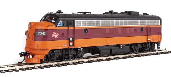 WalthersProto EMD FP7 LokSound 5 Sound and DCC -- Milwaukee Road #102C (modifed orange, maroon with cab logo) - 920-42509
