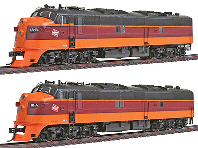 WalthersProto PROTO 2000 Diesel EMD E7A-A Set Powered Standard DC -- Milwaukee Road "Hiawatha" #18A & 18B (orange, black) - 920-47950
