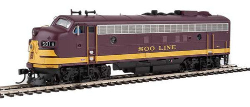 WalthersProto EMD FP7 - F7B Standard DC -- Soo Line 501A, 501C (Maroon, Dulux Gold, black) - 920-49520