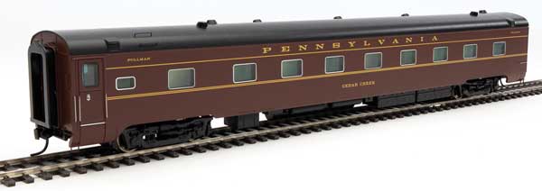 WalthersProto 85' Pullman-Standard 12-4 Sleeper Plan 4130 -- Pennsylvania Railroad Class PS124 Cedar Creek (Tuscan, black, Dulux) - 920-9725