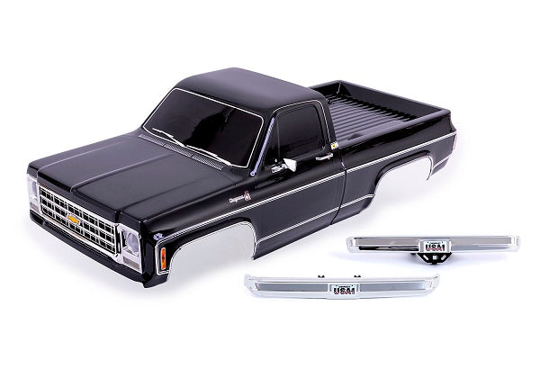 Traxxas 9212X Body, Chevrolet K10 Truck (1979), Complete, black (painted, decals applied) (includes grille, side mirrors, door handles, windshield wipers, & clipless Mounting) (requires #9288 inner Fenders) - TRA9212X
