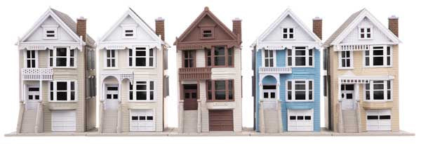 Walthers Trainline N Victorian House 5-Kit Set -- One Each: Kavanaugh, Queen Ann, Steiner, Painted Lady, Gingerbread
