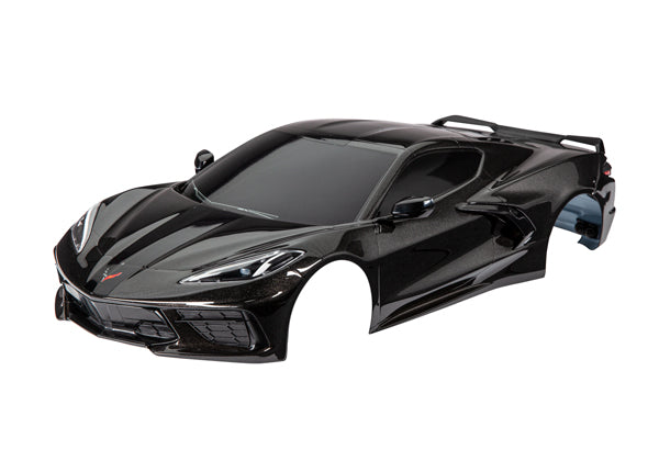 Traxxas 9311A Body, Chevrolet Corvette Stingray, Complete (black) (painted, decals applied) (includes side mirrors, spoiler, grilles, vents, & clipless Mounting) - TRA9311A