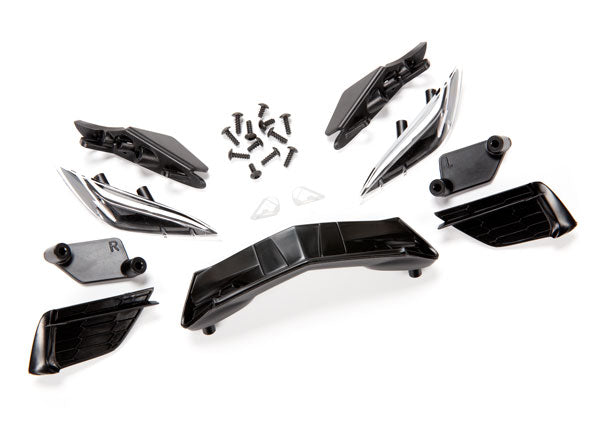 Traxxas 9316 Grille, Chevrolet Corvette Stingray/ grille Mount (3)/ headlight housing (2)/ lens (2)/ headlight Mount (2)/ 2.6x6mm BCS (4)/ 2.6x8mm BCS (8) - TRA9316