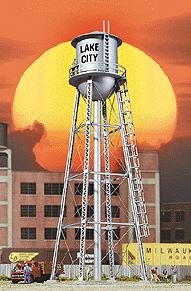 Walthers Cornerstone City Water Tower - Built-ups -- Assembled - Silver - 3-3/4 x 3-3/4 x 11" 9.3 x 9.3 x 27.5cm - 933-2826