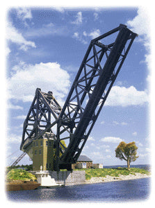 Walthers Cornerstone Operating Single-Track Railroad Bascule Bridge -- Kit - 33-1/2 x 3 x 11" 83.7 x 7.5 x 27.5cm - 933-3070