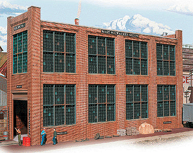 Walthers Cornerstone Shop Building No.1 Background Building -- Kit - 11-9/16 x 3-1/4 x 6-15/16" 28.9 x 8.1 x 17.3cm - 933-3165