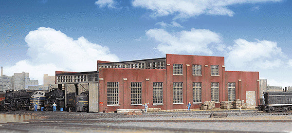 Walthers Cornerstone 3-Stall Modern Roundhouse -- Kit - 10-13/16 x 3-15/16" 27.4 x 10cm; Stall Width at Rear 3-3/16" 8.1cm - 933-3260