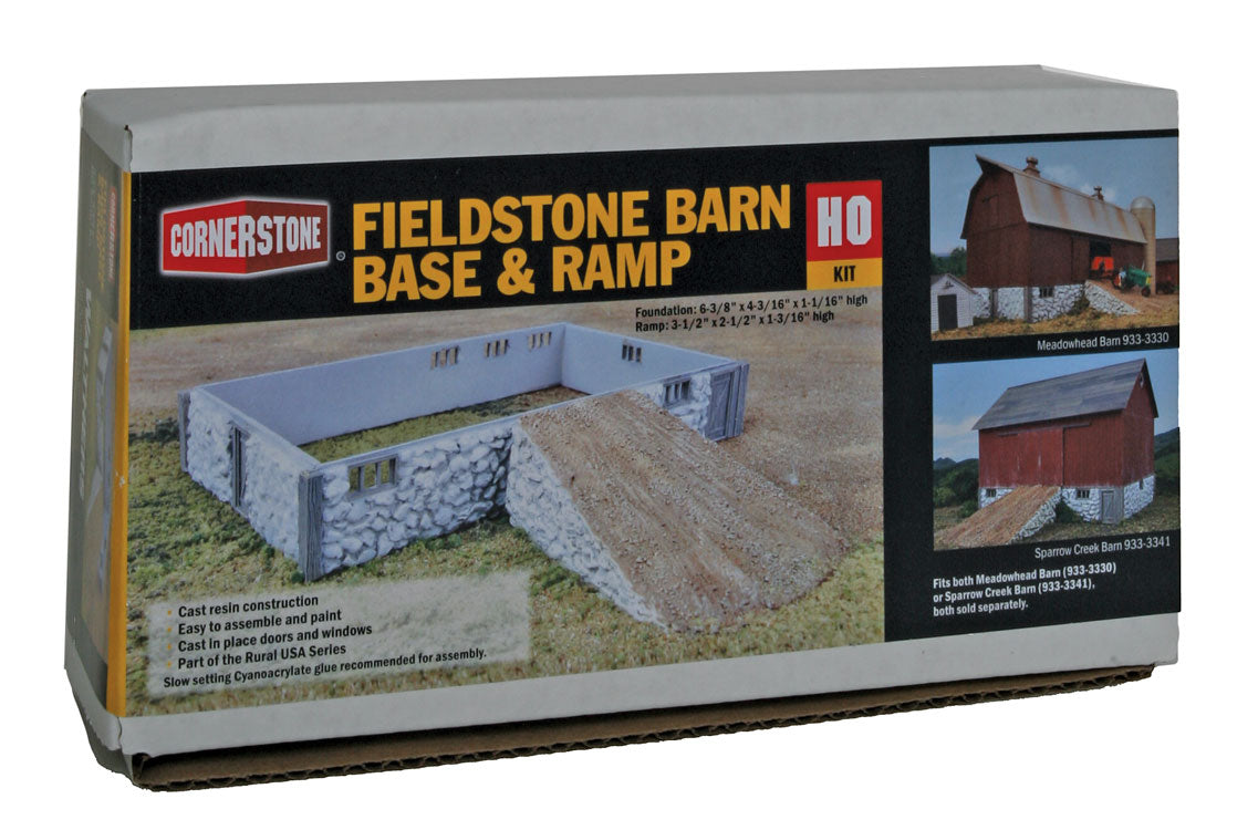 Walthers Cornerstone HO Fieldstone Barn Base & Ramp -- Kit