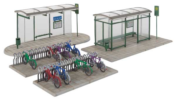 Walthers Cornerstone Modern Bus Shelter -- Kit with Accessories - 933-3552