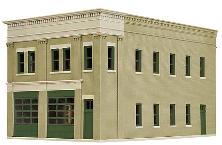 Walthers Cornerstone Two-Bay Fire Station -- Kit - 8 x 4-7/8 x 5-1/2" 20.3 x 12.4 x 14cm - 933-4022