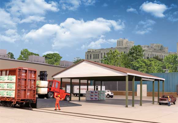 Walthers Cornerstone HO Open Air Intermodal Shed - Transload Facility -- Kit