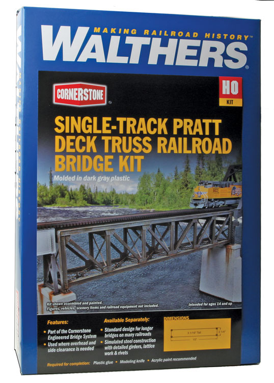 Walthers Cornerstone 109' Single-Track Pratt Deck Truss Railroad Bridge -- Kit - 15 x 2-5/8 x 3-1/8" 38.1 x 6.6 x 7.9cm - 933-4520