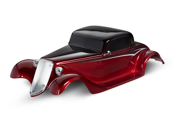 Traxxas 9333X Body, Factory Five '33 Hot Rod Coupe, Complete (red) (painted, decals applied) (includes Front grille, side mirrors, headlights, tail lights, foam pads) - TRA9333R