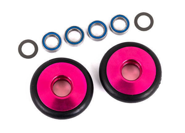 Traxxas 9461P Wheels, Wheelie bar, 6061-T6 aluminum (pink-anodized) (2)/ 5x8x2.5mm ball bearings (4)/ O-Rings (2)/ 5x8x0.3mm TW (2) - TRA9461P