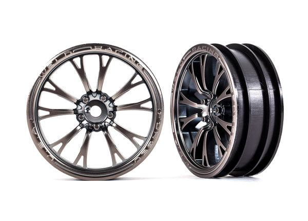 Traxxas 9472A Wheels, Weld satin black chrome (Front) (2) - TRA9472A