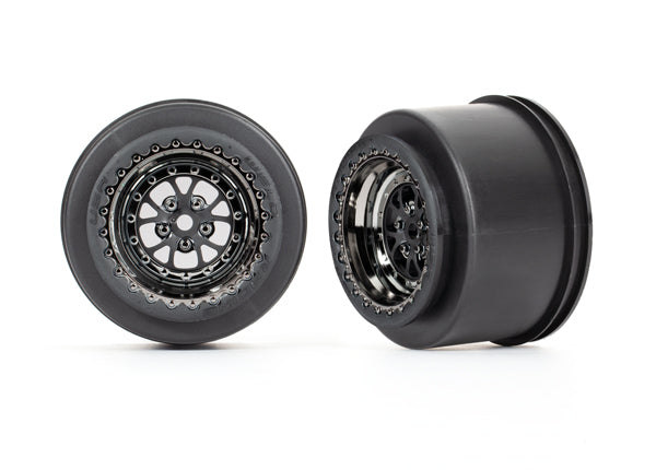 Traxxas 9473X Wheels, Weld black chrome (Rear) (2) - TRA9473X