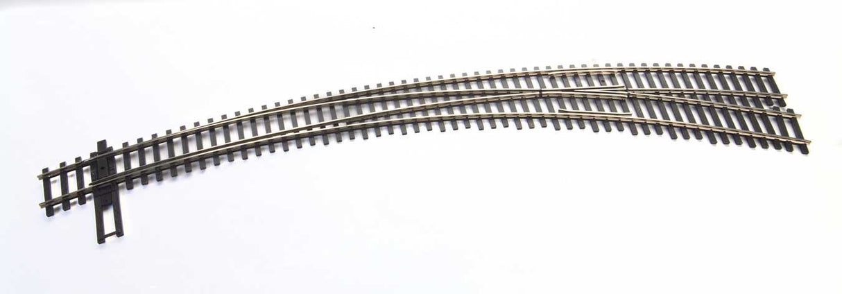 WalthersTrack HO Code 83 Nickel Silver DCC-Friendly Curved Turnout - 20 and 24" Radii -- Right Hand - 948-83062