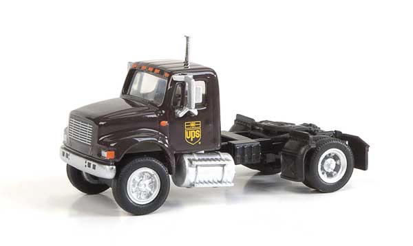 Walthers SceneMaster HO International(R) 4900 Single-Axle Semi Tractor Only - Assembled -- United Parcel Service (Bow Tie Shield Logo; brown, yellow)