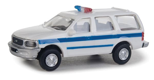 Walthers HO Ford(R) Expedition Special Service Vehicle (SSV) -- Police, Sheriff & Highway Patrol Decals (white, Blue Stripe; Nonworking Ligh