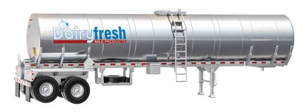 Walthers SceneMaster HO Food Grade Tank Trailer - Assembled -- Dairy Fresh Milk Products