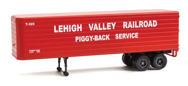 Walthers SceneMaster 35' Fluted-Side Trailer 2-Pack - Assembled -- Lehigh Valley (red, white; Piggy-Back Service) - 949-2422