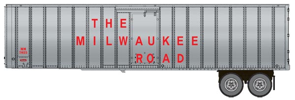 Walthers SceneMaster Flexi-Van 40' Trailer 2-Pack - Assembled -- Milwaukee Road #2 (large name w/side doors) - 949-2604