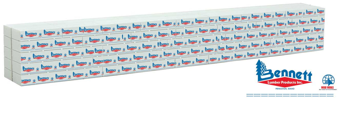 Walthers SceneMaster HO Wrapped Lumber Load for WalthersMainline 72' Centerbeam Flatcar -- Bennett Lumber (blue, red)