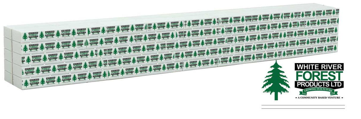 Walthers SceneMaster Wrapped Lumber Load for WalthersMainline 72' Centerbeam Flatcar -- White River Forest Products (green, black) - 949-3168
