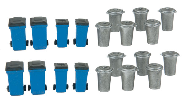 Walthers SceneMaster Vintage Garbage Cans &amp; Recycling Bins -- Kit (20) - 949-4127