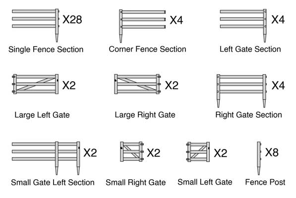 Walthers SceneMaster HO Scale 3-Rail Farm Fence -- Kit - 949-4202
