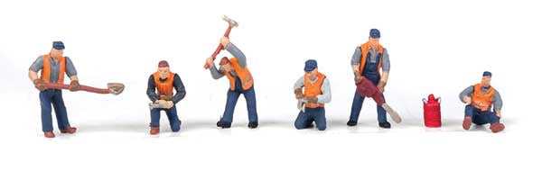 Walthers SceneMaster HO Railroad Track Workers -- Set 1 pkg(6)