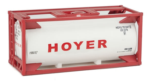 Walthers SceneMaster 20' Tank Container - Kit -- Hoyer (white, red)  - 949-8108