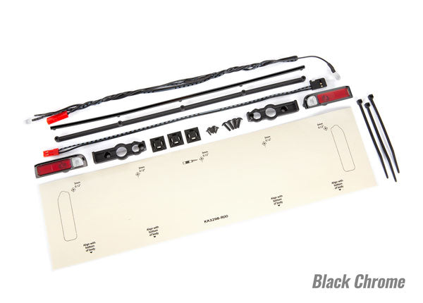 Traxxas 9497X LED lights, tail lights (red)/ power harness/ tail light housings (left & right)/ tailgate trim (black chrome)/ zip ties (3) - TRA9497X