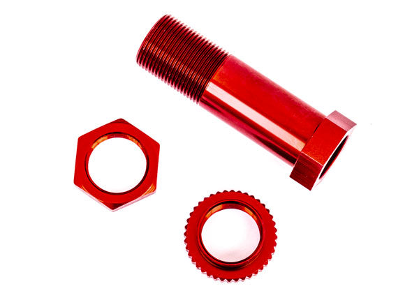 Traxxas 9545R Servo saver post/ adjuster nut/ locknut (red-anodized, 6061-T6 aluminum) (1 each)