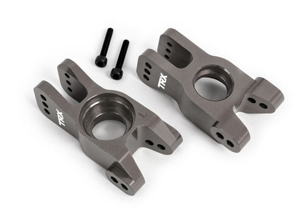 Traxxas 9552A Carriers, stub axle, 6061-T6 aluminum (dark titanium-anodized) (left and right)/ 3x18mm CS (with threadlock) (2) - TRA9552A